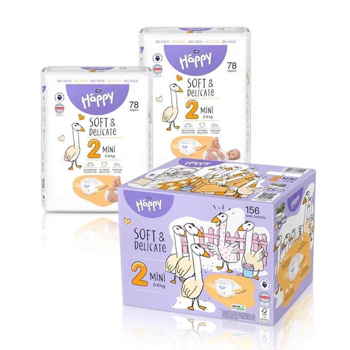 Pieluszki Bella Happy 2 Mini BOX 156 szt.