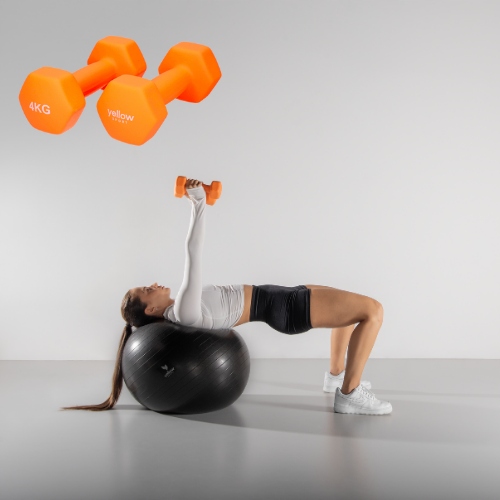 HANTLE bitumiczne ZESTAW 2x4kg CIĘŻARKI DO ĆWICZEŃ yellowSPORT POMARAŃCZOWE