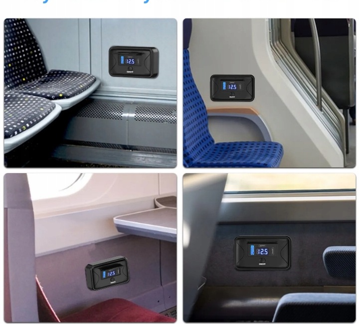 Gniazdo samochodowe montażowe 12V 24V USB 2xPD QC3.0 ON OFF WOLTOMIERZ 90W