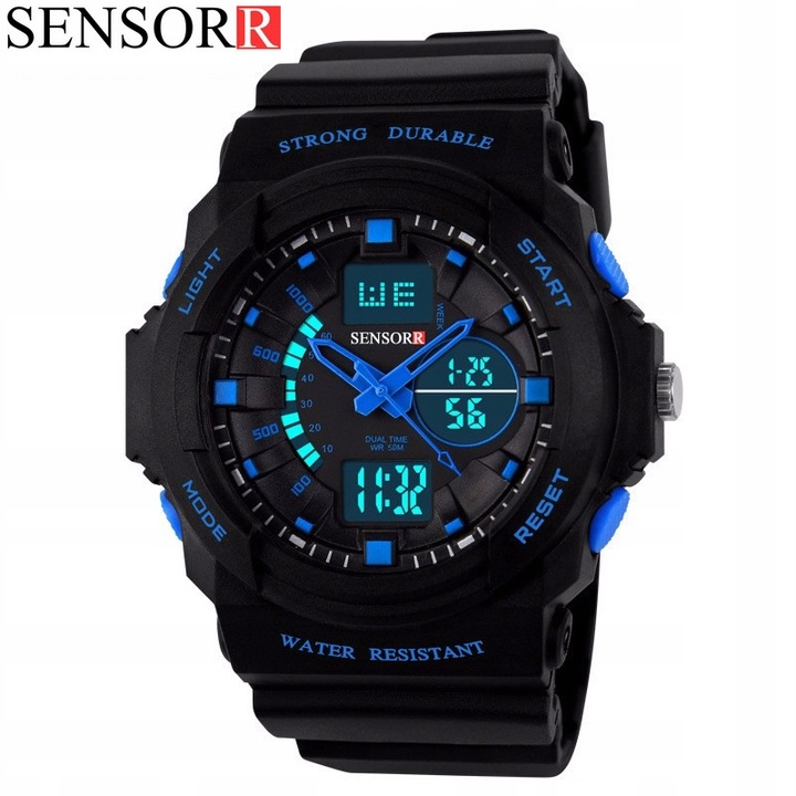 WOJSKOWY ZEGAREK DZIECIĘCY DLA CHŁOPCA S-SHOCK LED NOWY MODEL 2025 SENSORR