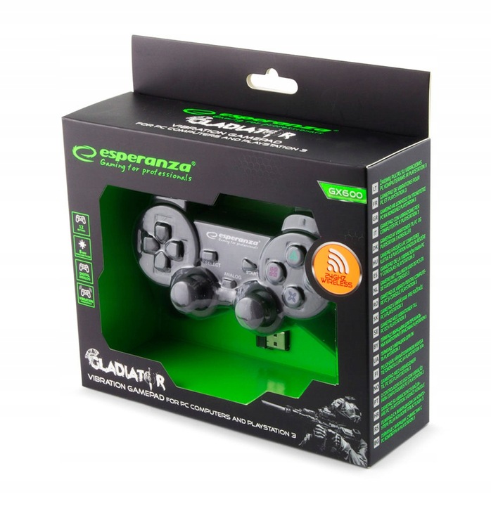 BEZPRZEWODOWY GAMEPAD PAD PC/PS3 WIBRACJA CZARNY