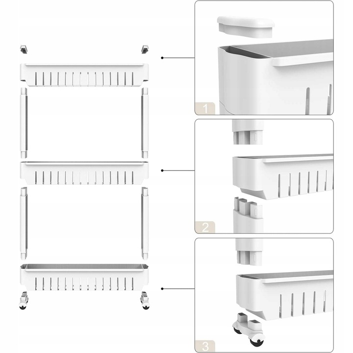 MOBILNA WĄSKA SZAFKA NA KÓŁKACH DO KUCHNI ŁAZIENKI