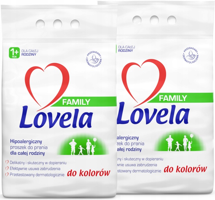 Zestaw Lovela Family Proszek do prania bieli i koloru 2 x 2,1 kg 56 prań