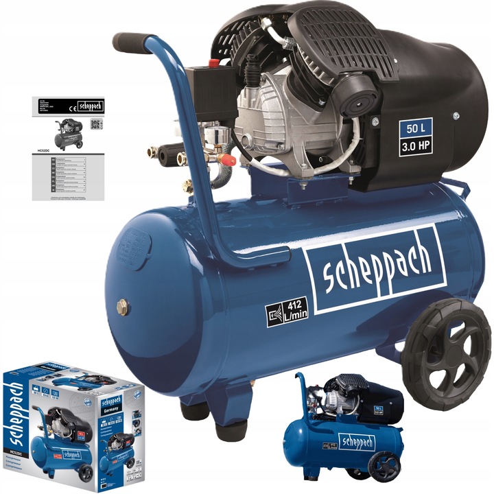 Wielofunkcyjny Kompresor Sprężarka Olejowy Dwutłokowy 52DC 50L 8B