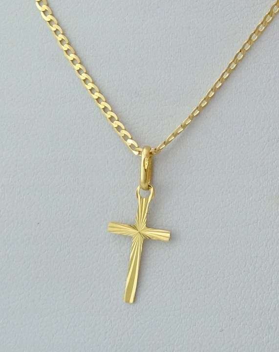 ŁAŃCUSZEK ZŁOTY PEŁNY + KRZYŻYK 55 CM. PR. 585