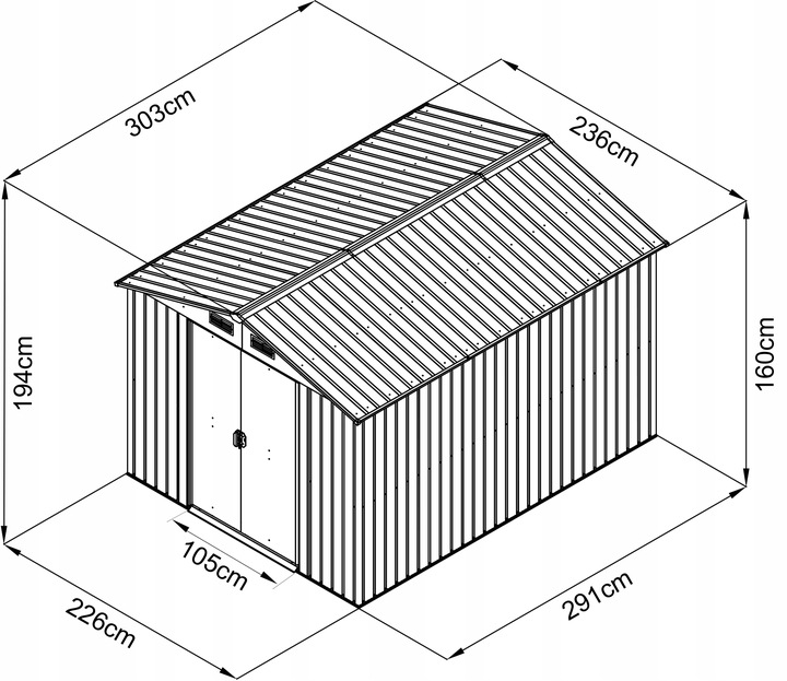 DOMEK NARZĘDZIOWY OGRODOWY 303x236x194cm