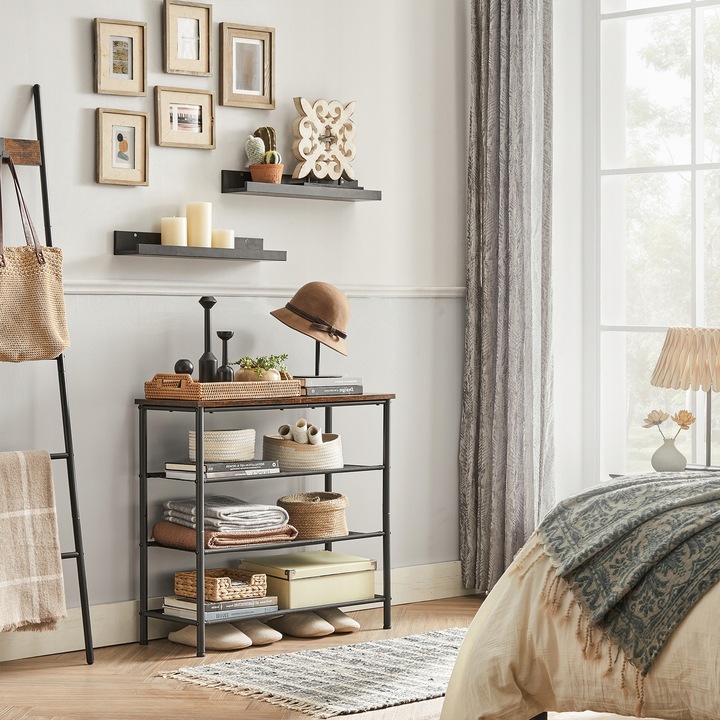 Regał Szafka na Obuwie Stojak Półka Organizer LOFT Komoda Czarna