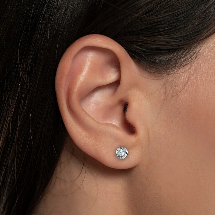 Srebrne kolczyki białe cyrkonie sztyft srebro 925 LAPRII na prezent