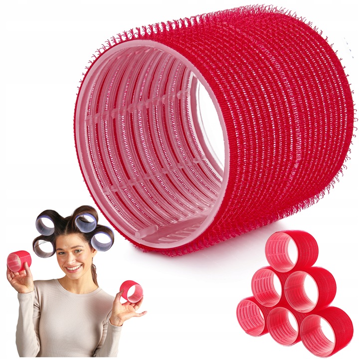 Wałki Do Włosów Rzepy Rzepowe DUŻE GRUBE SAMOUTRZYMUJĄCE SIĘ 70mm, 6 sztuk