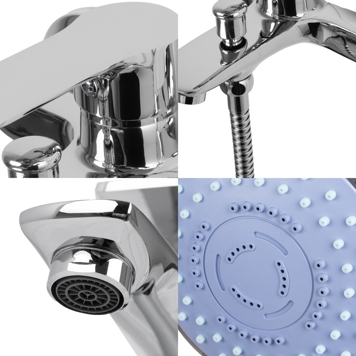 Bateria wannowa ścienna z prysznicem chrom srebrny kran do wanny YOKA