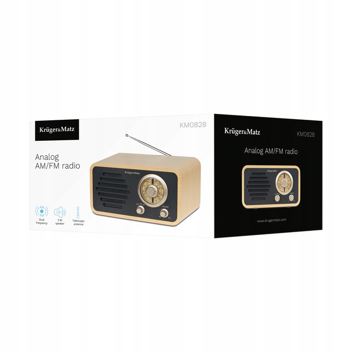 Radio sieciowe Kruger&Matz AM/FM antena teleskopowa RETRO