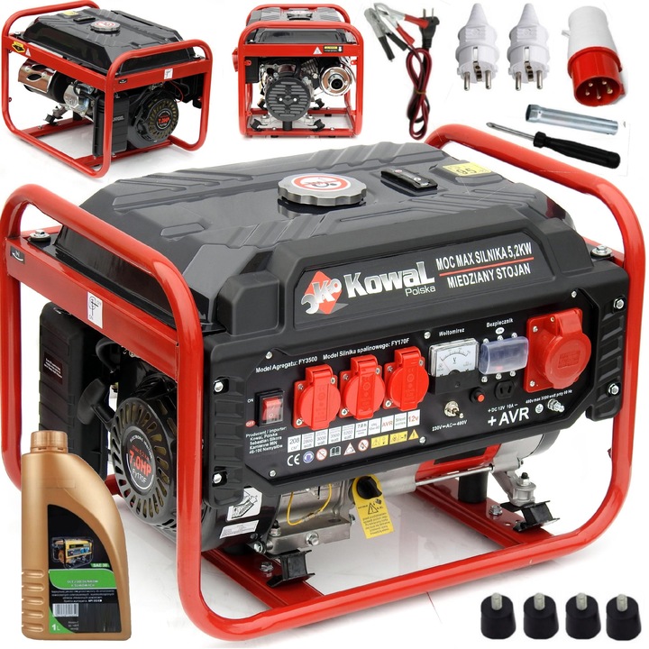 PROFESJONALNY AGREGAT PRĄDOTWÓRCZY 5,2kW generator AVR+ MIEDŹ STOJAN