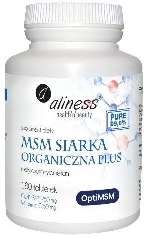 ALINESS MSM siarka organiczna Plus NA STAWY TRĄDZIK WŁOSY 180 tabletek