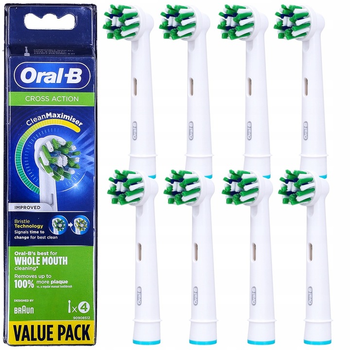 8 X KOŃCÓWKI BRAUN ORAL-B CROSS ACTION DO SZCZOTECZKI ELEKTRYCZNEJ ORYGINAŁ