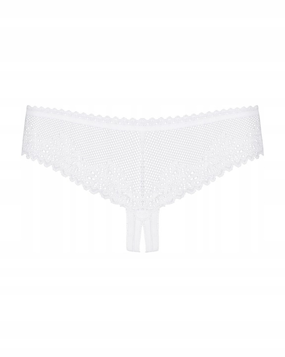 Stringi damskie otwarte bielizna erotyczna Obsessive Alabastra z dziurką