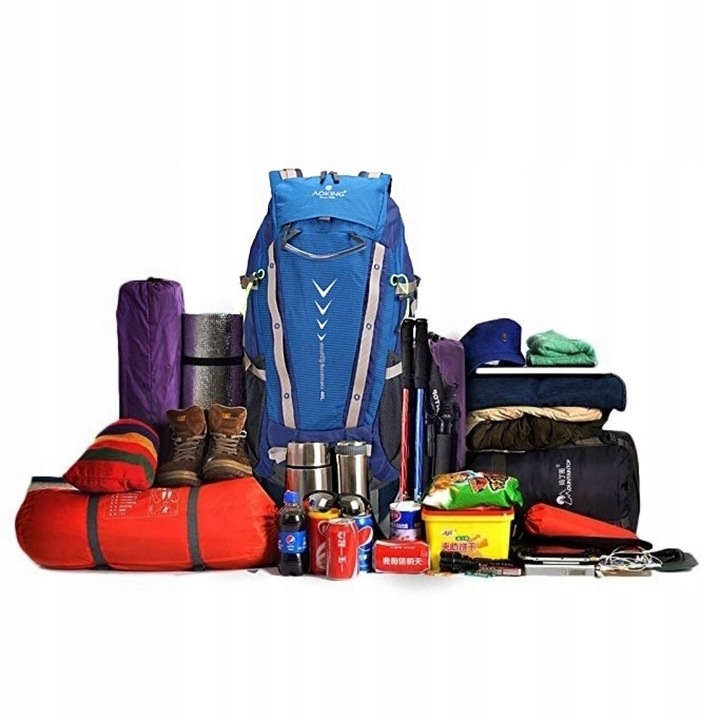 Plecak turystyczny 40l AOKING, niebieski, z miejscem na bukłak