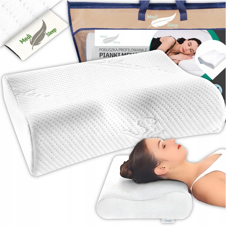 PODUSZKA ORTOPEDYCZNA DO SPANIA PROFILOWANA Z WGŁĘBIENIEM PIANKA MEMORY