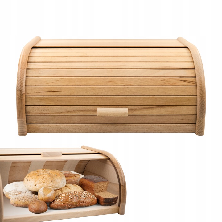 CHLEBAK POJEMNIK NA PIECZYWO DREWNIANY JEDNOCZĘŚCIOWY NATURALNY DUŻY 40x27