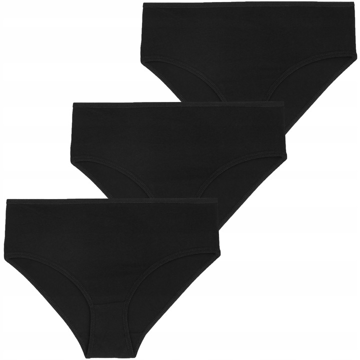 3x Majtki Bawełniane Figi Damskie Gładkie Klasyczne Czarne Proste MORAJ L