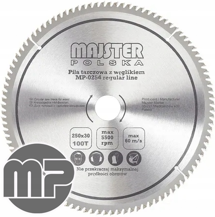 TARCZA WIDIOWA DO DREWNA PIŁA WIDIOWA 250X30X100T MAJSTER MP0254