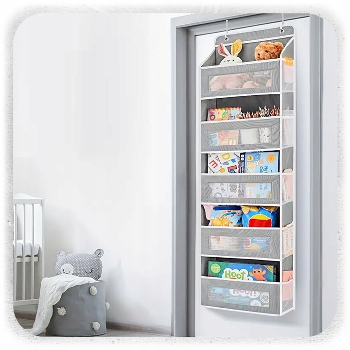 ORGANIZER NA DRZWI WISZĄCY DO SZAFY 5 PÓŁEK KIESZENIE KOSZ NA ZABAWKI