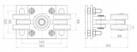 WÓZEK WÓZKI ROLKI DO BRAMY PRZESUWNEJ 80x80 ZESTAW DO SZYNY 80 ROLKA