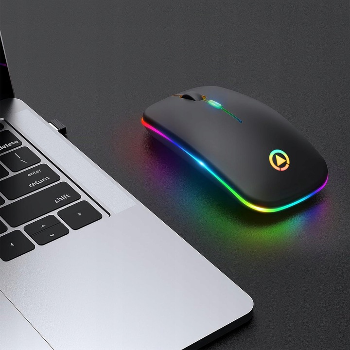 MYSZKA BEZPRZEWODOWA MYSZ OPTYCZNA SLIM LED CICHA BEZKLIKOWA 1600dpi