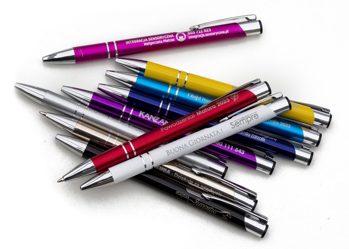 DŁUGOPISY REKLAMOWE Z GRAWEREM LOGO NAPISEM 100 sz