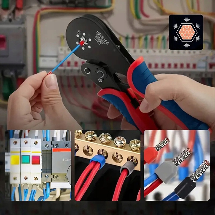 ZACISKARKA PRASKA DO TULEJEK KONEKTORÓW KABLI 0,08 -16 ² SZEŚCIOKĄTNA