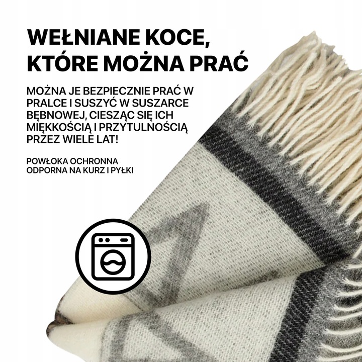 KOC Swiateczny WEŁNIANY cieply 100% wełna nowozelandzka 140x200