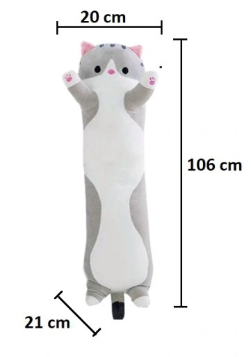 DŁUGI KOT KOTEK PODUSZKA MASKOTKA PLUSZAK 110 cm