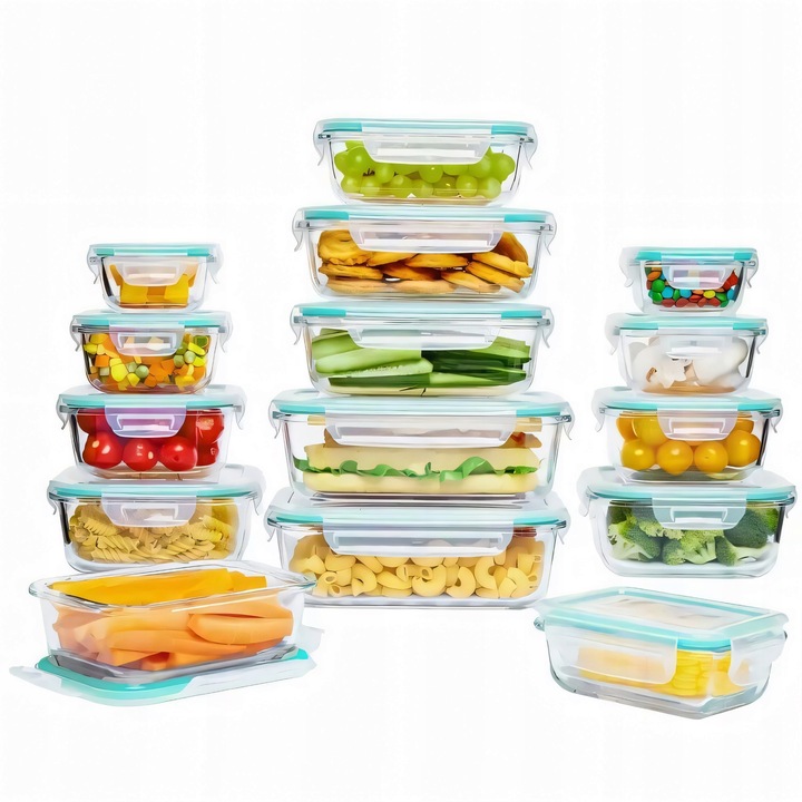 4x LUNCHBOX POJEMNIK SZKLANY NA ŻYWNOŚĆ ŻAROODPORNE POJEMNIKI Z