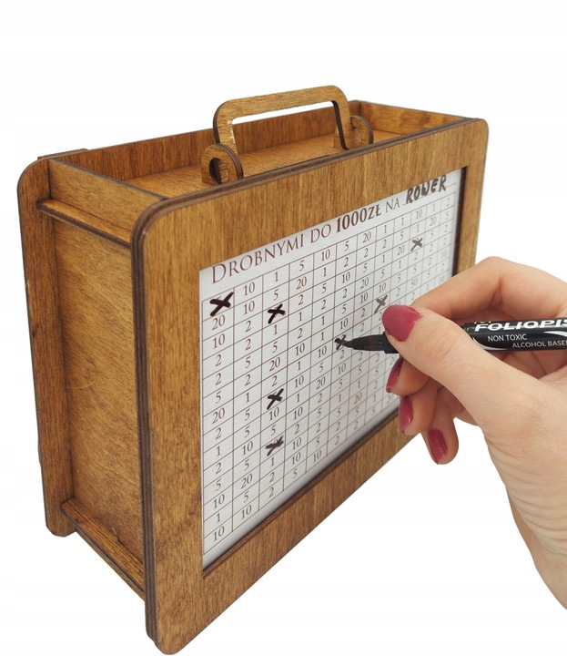 Skarbonka Wykreślana Walizka Prezent Urodziny Oszczędzanie Cel Różne Wzory