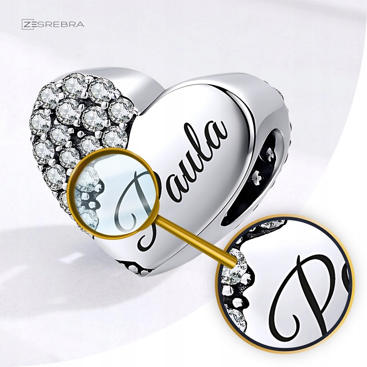 CHARMS srebrne SERCE GRAWER srebro koralik zawieszka charms 925 SERDUSZKO