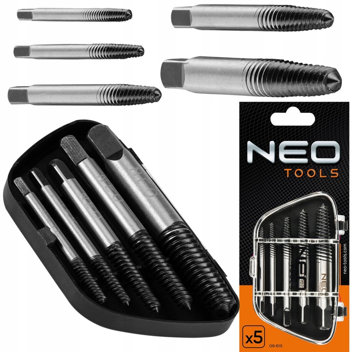 NEO 5 SZT WYKRĘTAKÓW WYKRĘTAKI DO ZERWANYCH USZKODZONYCH ŚRUB M3-M18 09-615