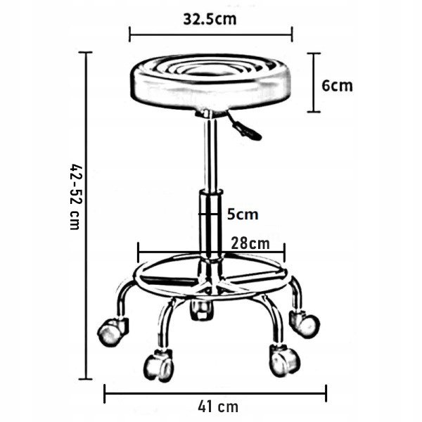 TABORET KRZESŁO STOŁEK Z KÓŁKAMI RONI CZARNY PODSTAWA CHROM SKÓRA PU