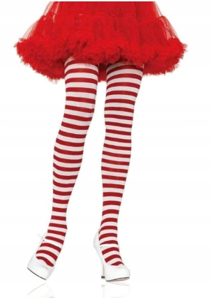 RAJSTOPY ELFA W BIAŁO-CZERWONE PASKI 4-6