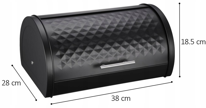 CHLEBAK NA PIECZYWO BUŁKI CHLEB POJEMNIK POJEMNY CZARNY METALOWY DO KUCHNI