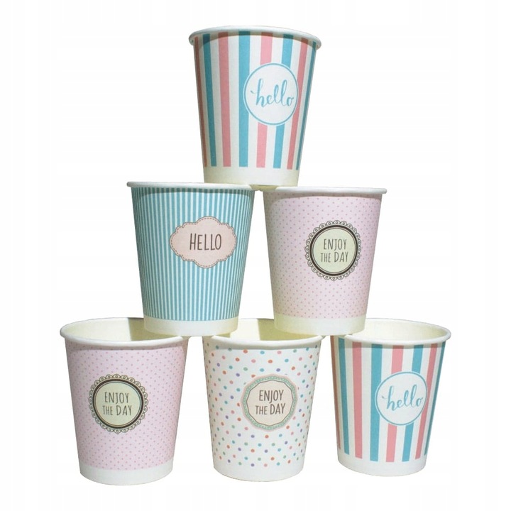 KUBKI PAPIEROWE DO KAWY - PASTELE MIX 250ML 100 SZTUK DO ZIMNYCH I GORĄCYCH