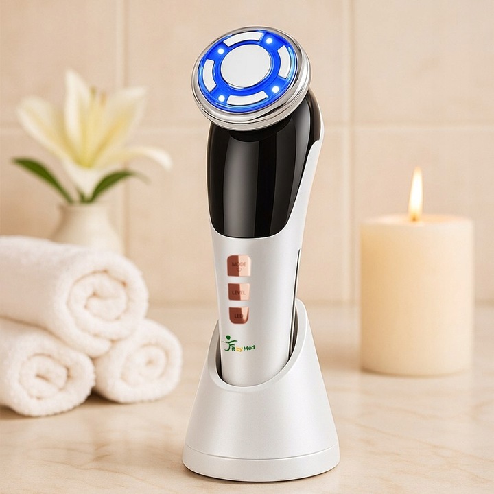 MASAŻER DO TWARZY EMS ULTRADŹWIĘKI FOTON KRIOTERAPIA MEZOTERAPIA 7w1