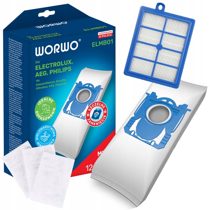 FILTR HEPA + 12x WORKI DO ELECTROLUX PHILIPS ELEKTROLUX