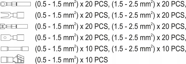 YATO ŚCIĄGACZ IZOLACJI SZCZYPCE Z ZESTAWEM KONEKTORÓW 205 MM 191 EL.