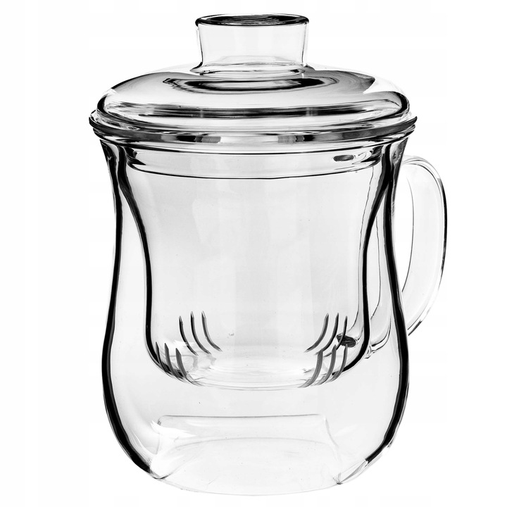 KUBEK Z ZAPARZACZEM DO HERBATY ZIÓŁ 370ml SITKO SZKLANY POKRYWKĄ TERMICZNY