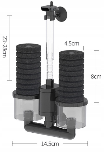 Filtr Gąbkowy Do Akwarium JF-80B z pompą 350l/h z Pojemnikami na Wkłady Bio