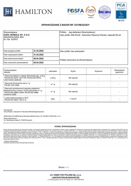 AURA HERBALS MÓJ WZROK- NATURALNE WSPARCIE WSPARCIE WZROKU VEGAN 60 KAPS