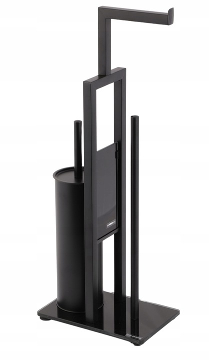 STOJAK na szczotkę WC + KOSZ na śmieci mały czarny zestaw łazienkowy