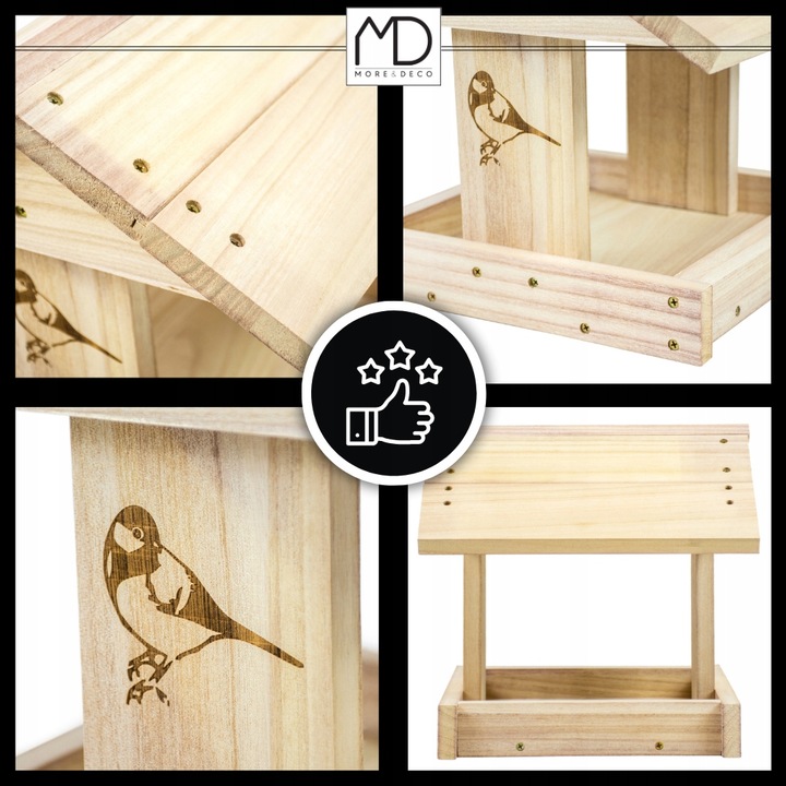 Karmnik dla ptaków domek budka DIY eko drewno ogrodowy solidny na zimę