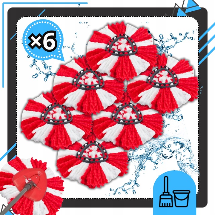 6x WKŁAD DO MOPA OBROTOWEGO MOP ZAMIENNIK VILEDA TURBO WKŁAD MEGA CHŁONNE