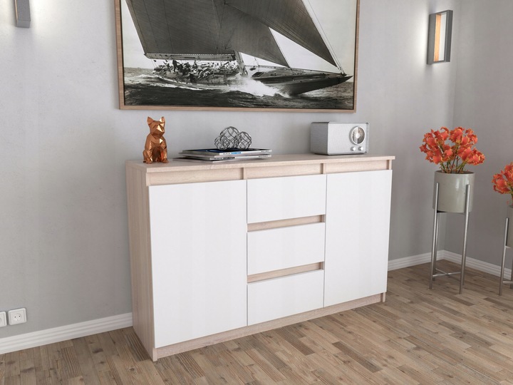 Komoda WOTAN BIALA z szufladami Duza Szafka AGA 120cm do Sypialni