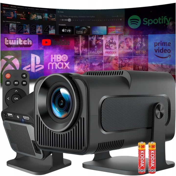 PROJEKTOR RZUTNIK ANDROID TV WIFI FULL HD PRZENOŚNY SMART MINI LED OBROTOWY